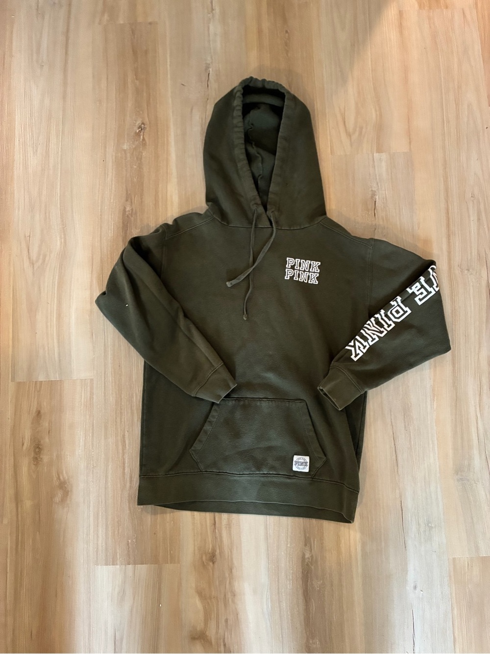 PINK Victoria's Secret Olive Green Pullover Hoodie